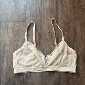 Cream Bralette with Heart Accent and Sparkles